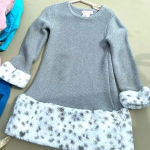 Faux fur lined sweater dress